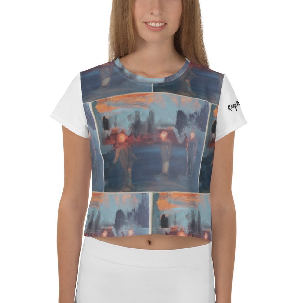 Walking outside the city All-Over Print Crop Tee